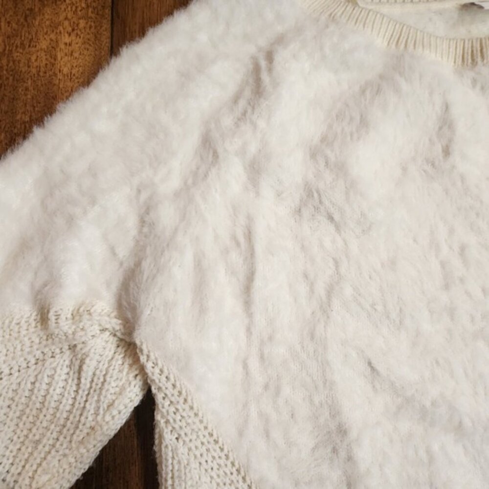 NOISY MAY Cream Fuzzy Textured Knit Sweater Long Sleeve Top Womens Size small - Picture 3 of 6